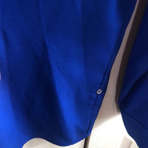 Calvin Klein Womans LS Blue Shirt Size M 100% Polyester - Picture 6 of 8